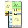 トータス西桔梗C 2LDKの間取り
