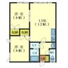 RKマンション山の手 2LDKの間取り