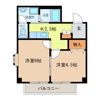 間取図 名鉄津島線･尾西線（須ケ口-弥富）/木田駅 徒歩15分 1階 築26年