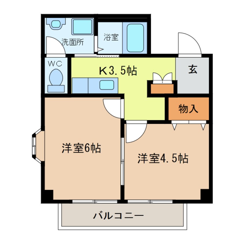 間取図 名鉄津島線･尾西線（須ケ口-弥富）/木田駅 徒歩15分 1階 築26年