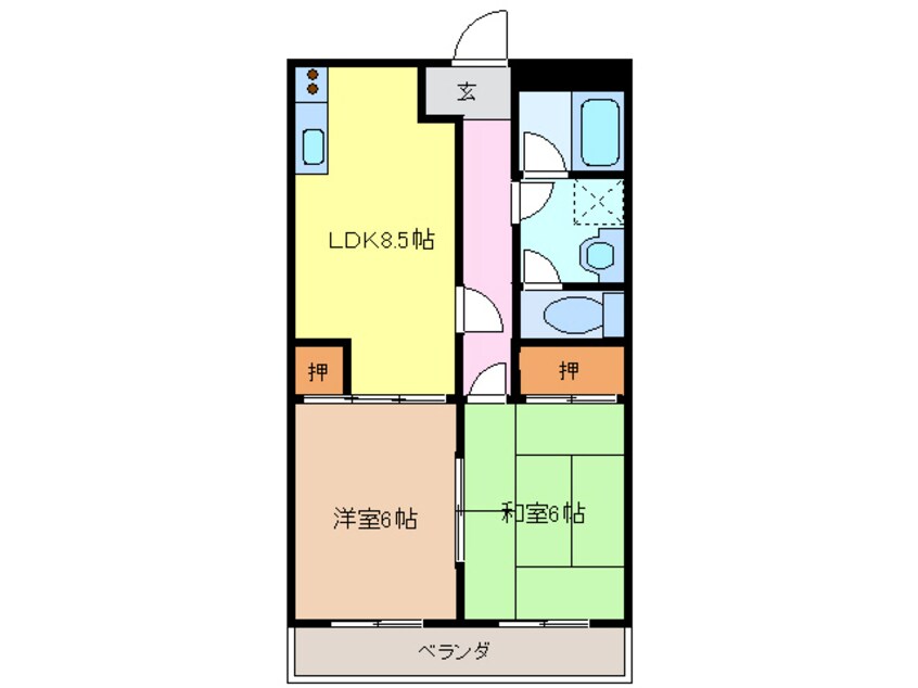 間取図 名古屋市営地下鉄東山線/中村公園駅 バス13分大治役場前下車:停歩10分 2階 築31年