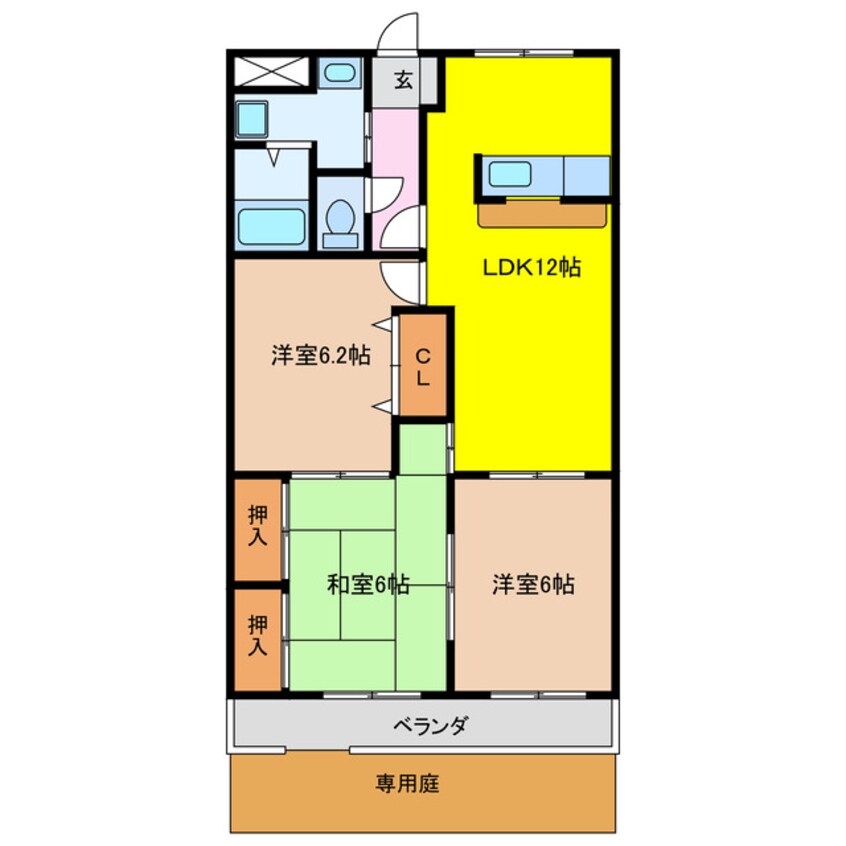 間取図 名鉄津島線･尾西線（須ケ口-弥富）/七宝駅 徒歩25分 1階 築22年