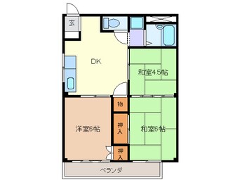 間取図 名古屋市営地下鉄東山線/中村公園駅 バス20分大治浄水場下車:停歩2分 1階 築36年