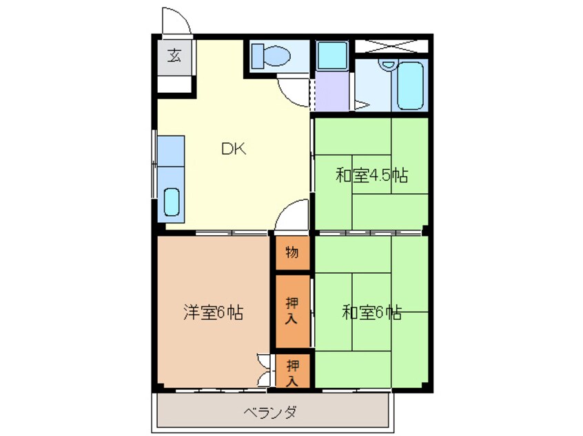 間取図 名古屋市営地下鉄東山線/中村公園駅 バス20分大治浄水場下車:停歩2分 1階 築36年