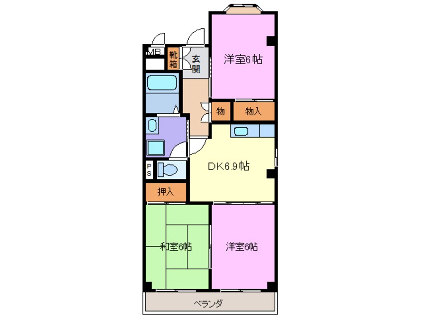 間取図 名古屋市営地下鉄東山線/中村公園駅 バス10分東条下車:停歩3分 1階 築25年