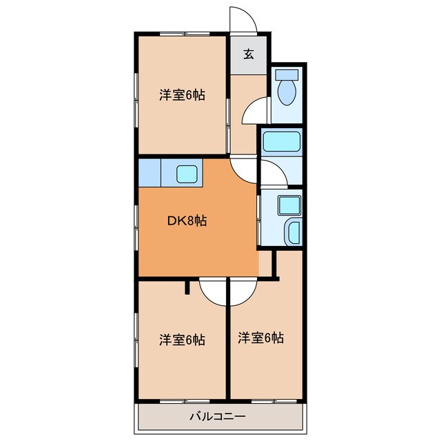 間取り図 名古屋市営地下鉄東山線/中村公園駅 バス15分坂牧下車:停歩7分 3階 築34年