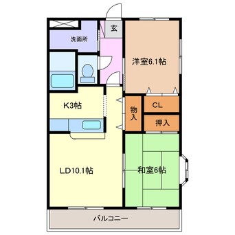 間取図 関西本線（東海）/弥富駅 徒歩23分 3階 築21年