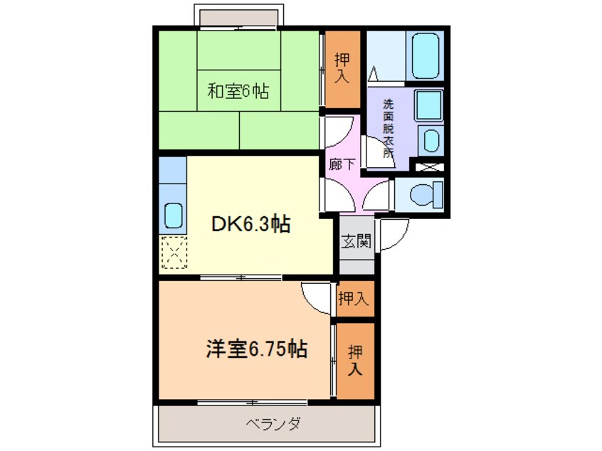 間取図 名鉄バス（津島付近）/愛宕町四丁目 徒歩2分 2階 築30年