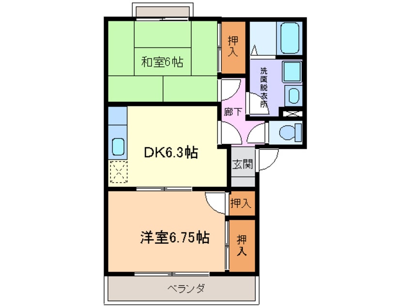 間取図 名鉄バス（津島付近）/愛宕町四丁目 徒歩2分 2階 築31年