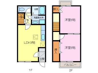 間取図 名鉄津島線･尾西線（須ケ口-弥富）/甚目寺駅 徒歩18分 1-2階 築24年