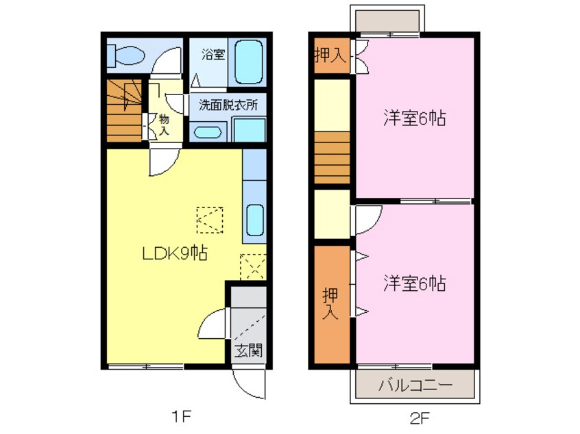 間取図 名鉄津島線･尾西線（須ケ口-弥富）/甚目寺駅 徒歩18分 1-2階 築24年