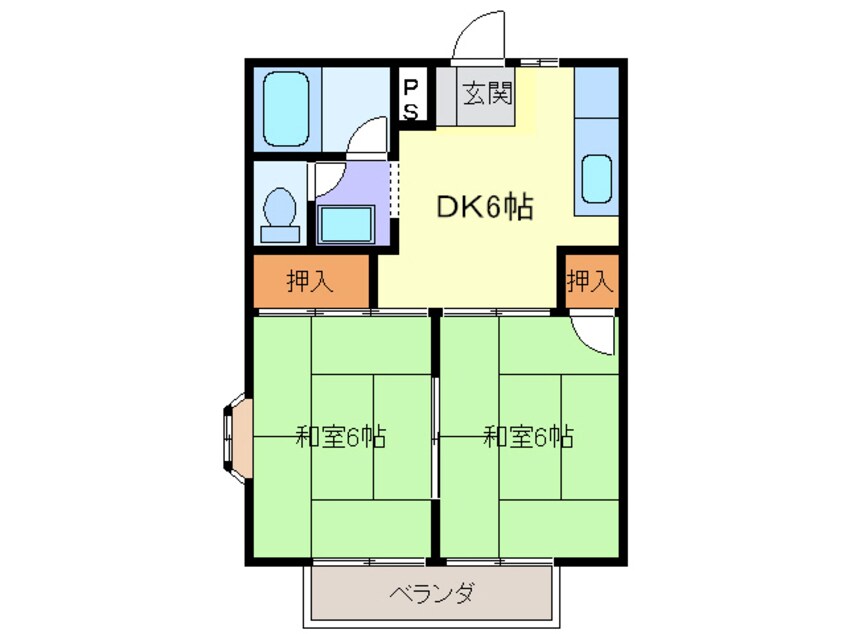 間取図 名古屋市営地下鉄東山線/中村公園駅 バス11分東条下車:停歩8分 2階 築34年