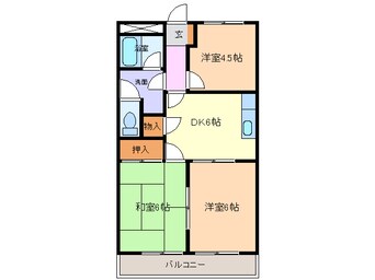 間取図 近鉄名古屋線/佐古木駅 徒歩5分 3階 築28年