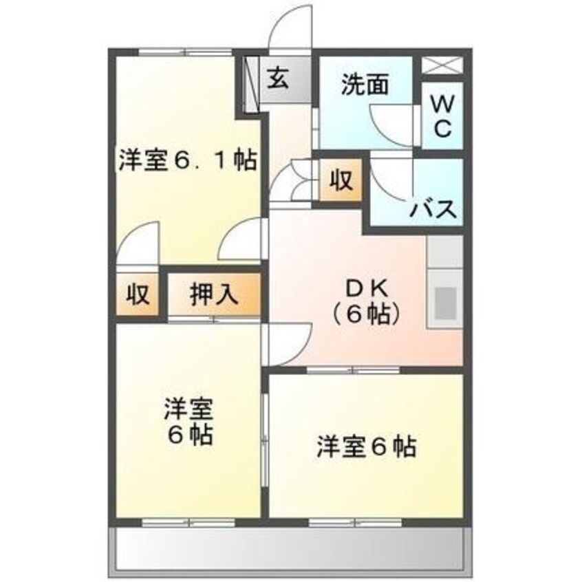 間取図 近鉄名古屋線/近鉄弥富駅 車移動　7分2.5km 2階 築26年