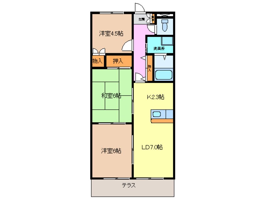 間取図 関西本線（東海）/永和駅 徒歩12分 3階 築23年