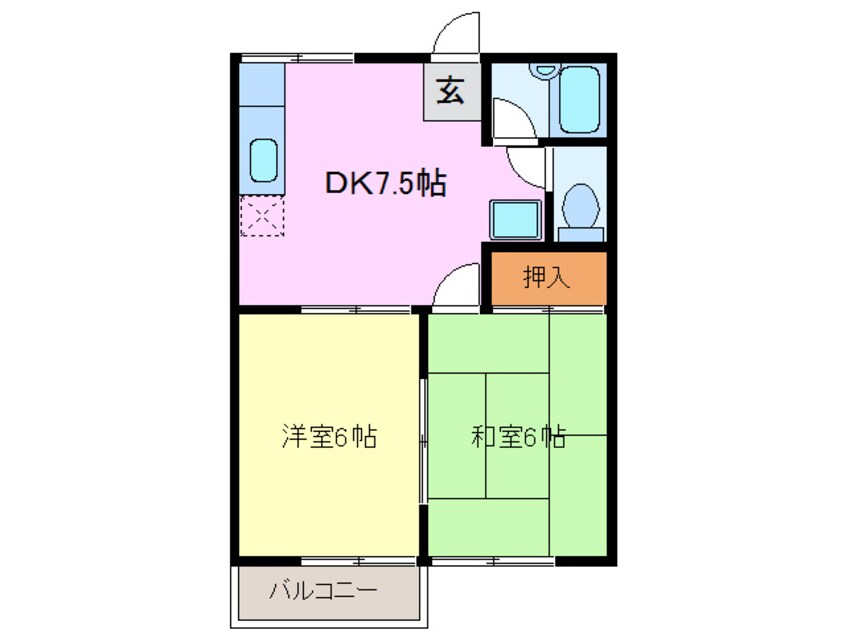 間取図 名鉄津島線･尾西線（須ケ口-弥富）/七宝駅 徒歩15分 1階 築34年