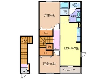 間取図 名鉄津島線･尾西線（須ケ口-弥富）/木田駅 徒歩8分 2階 築23年