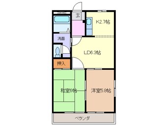 間取図 近鉄名古屋線/近鉄弥富駅 徒歩30分 2階 築25年