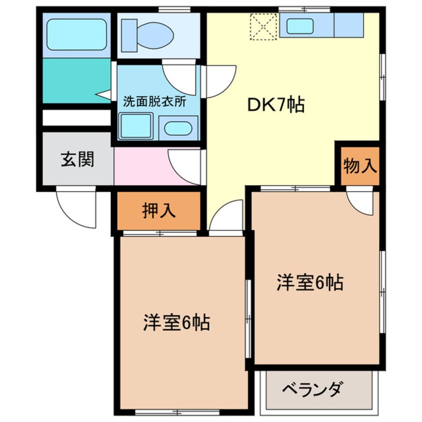 間取図 名鉄名古屋本線/丸ノ内駅 徒歩7分 2階 築26年