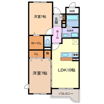 間取図 東海交通事業城北線/尾張星の宮駅 徒歩2分 2階 築20年