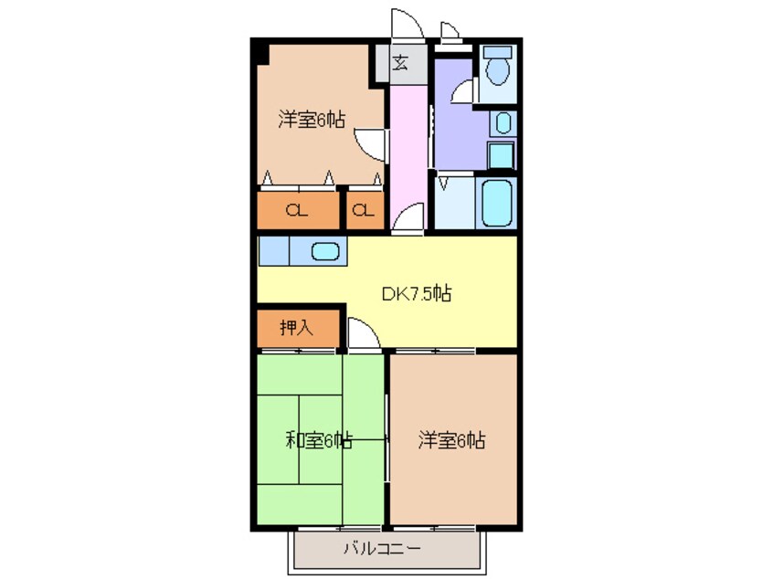 間取図 名古屋市営地下鉄東山線/中村公園駅 バス12分東条下車:停歩8分 2階 築25年