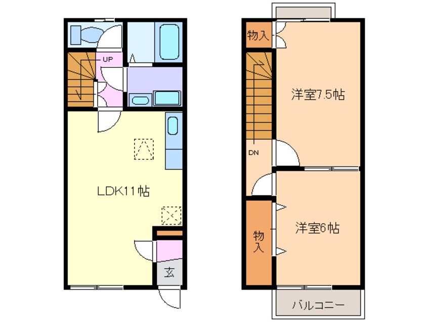 間取図 名鉄津島線･尾西線（須ケ口-弥富）/甚目寺駅 徒歩25分 1-2階 築25年