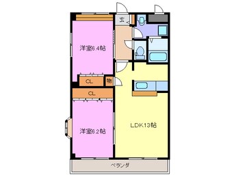 間取図 名鉄名古屋本線/新清洲駅 徒歩17分 2階 築19年