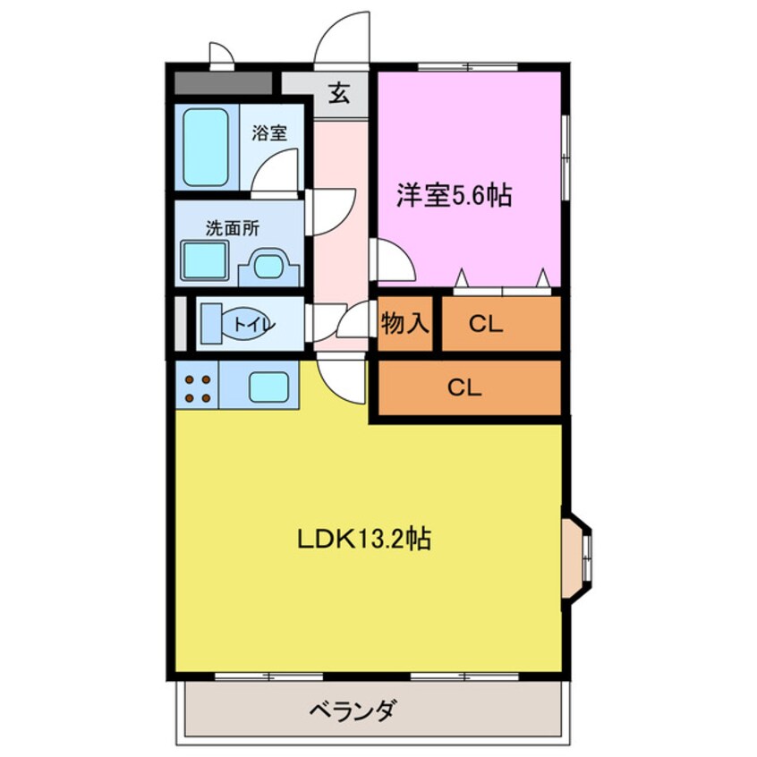 間取図 名鉄名古屋本線/須ケ口駅 徒歩13分 2階 築24年