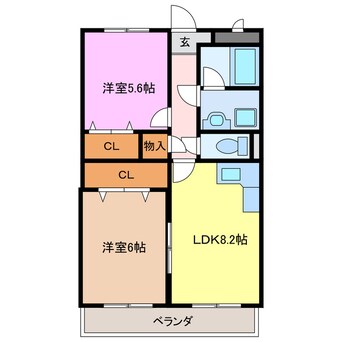 間取図 名鉄名古屋本線/須ケ口駅 徒歩13分 3階 築24年