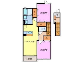 間取図 東海道本線/清洲駅 徒歩14分 2階 築16年