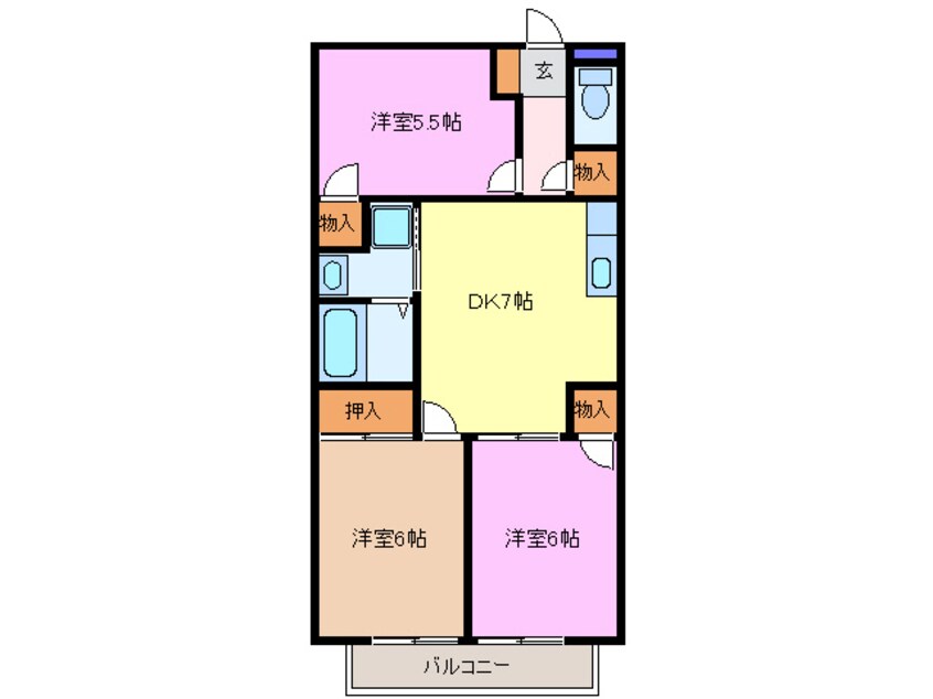 間取図 東海道本線/清洲駅 徒歩38分 2階 築28年