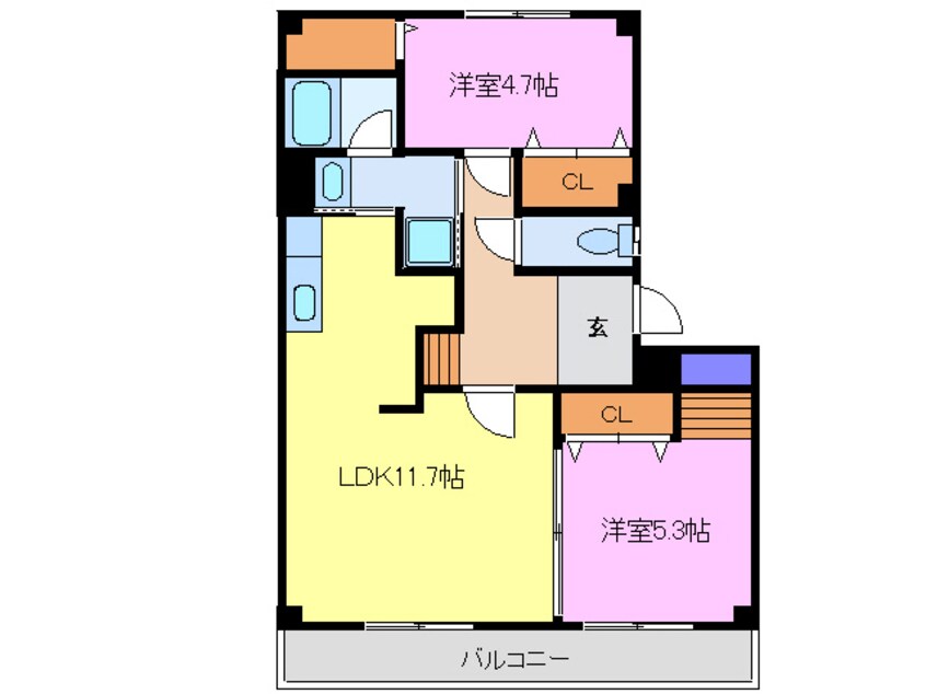 間取図 東海交通事業城北線/尾張星の宮駅 徒歩6分 1階 築21年