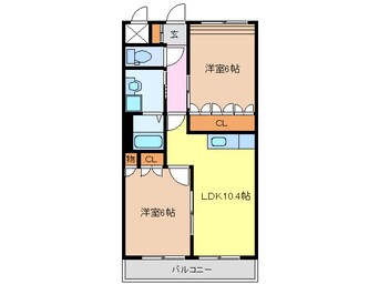 間取図 名鉄津島線･尾西線（須ケ口-弥富）/青塚駅 徒歩10分 2階 築15年