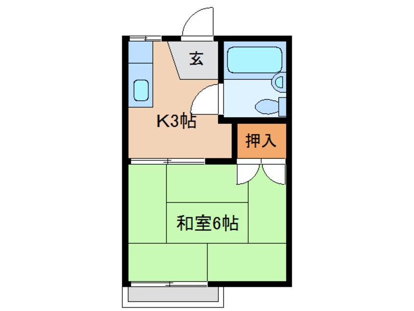 間取図 名鉄名古屋本線/国府宮駅 徒歩8分 2階 築36年