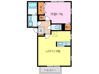 間取図 名鉄名古屋本線/大里駅 徒歩13分 2階 築20年