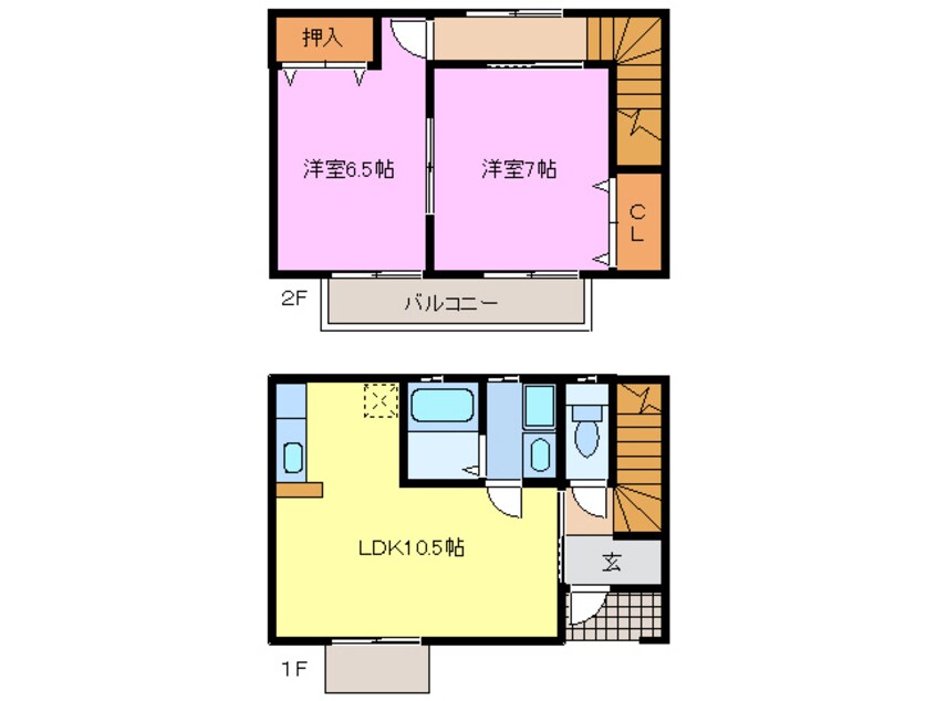 間取図 名鉄津島線･尾西線（須ケ口-弥富）/甚目寺駅 徒歩21分 1-2階 築16年