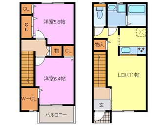 間取図 東海交通事業城北線/尾張星の宮駅 徒歩8分 1-2階 築15年