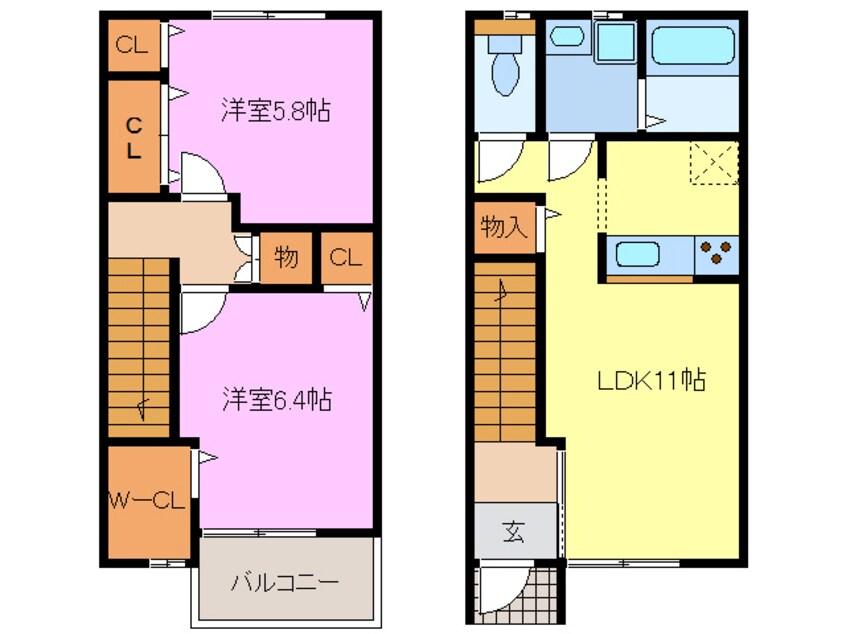 間取図 東海交通事業城北線/尾張星の宮駅 徒歩8分 1-2階 築15年