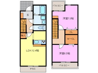 間取図 東海交通事業城北線/尾張星の宮駅 徒歩4分 1-2階 築14年