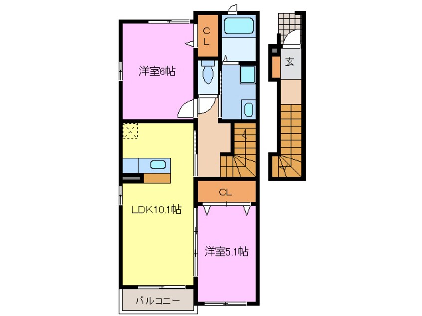 間取図 名鉄津島線･尾西線（須ケ口-弥富）/甚目寺駅 徒歩16分 2階 築14年