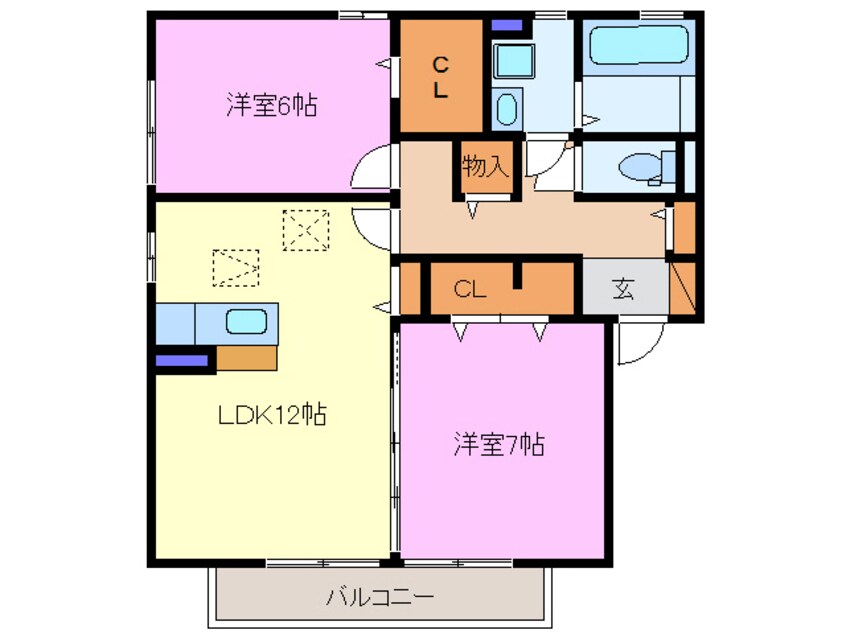 間取図 名鉄名古屋本線/須ケ口駅 徒歩8分 1階 築12年