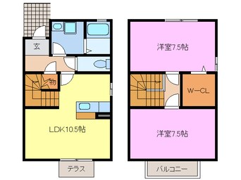 間取図 名鉄津島線･尾西線（須ケ口-弥富）/甚目寺駅 徒歩24分 1-2階 築20年