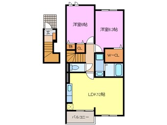 間取図 名鉄津島線･尾西線（須ケ口-弥富）/甚目寺駅 徒歩17分 2階 築12年