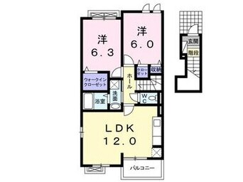 間取図 名鉄名古屋本線/奥田駅 徒歩13分 2階 築14年