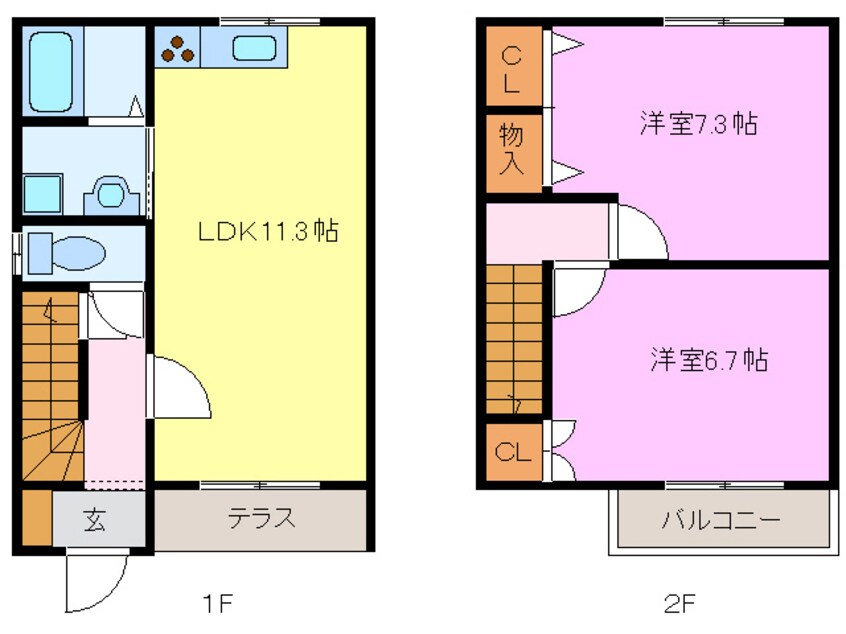 間取図 名鉄津島線･尾西線（須ケ口-弥富）/七宝駅 徒歩6分 1-2階 築15年