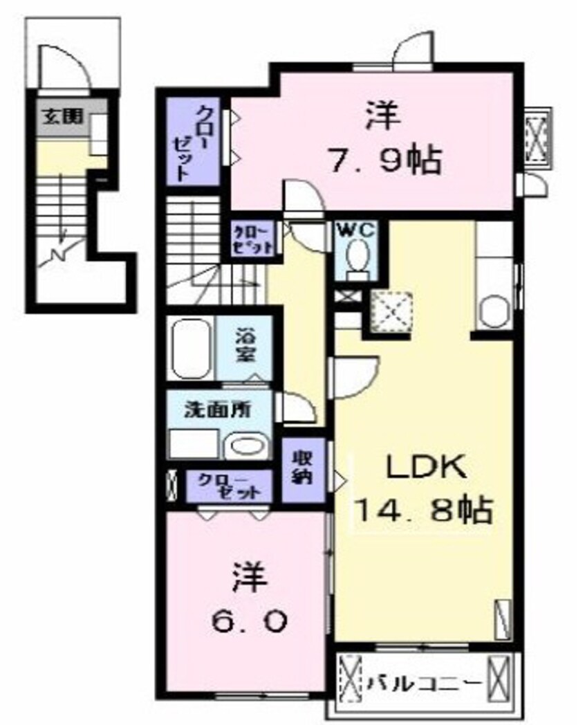 間取図 近鉄名古屋線/佐古木駅 徒歩2分 2階 築13年