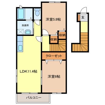 間取図 近鉄名古屋線/近鉄弥富駅 徒歩15分 2階 築16年