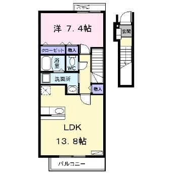 間取り図 関西本線（東海）/蟹江駅 徒歩4分 2階 築12年