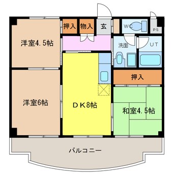 間取図 名古屋市営地下鉄東山線/八田駅 徒歩10分 2階 築36年