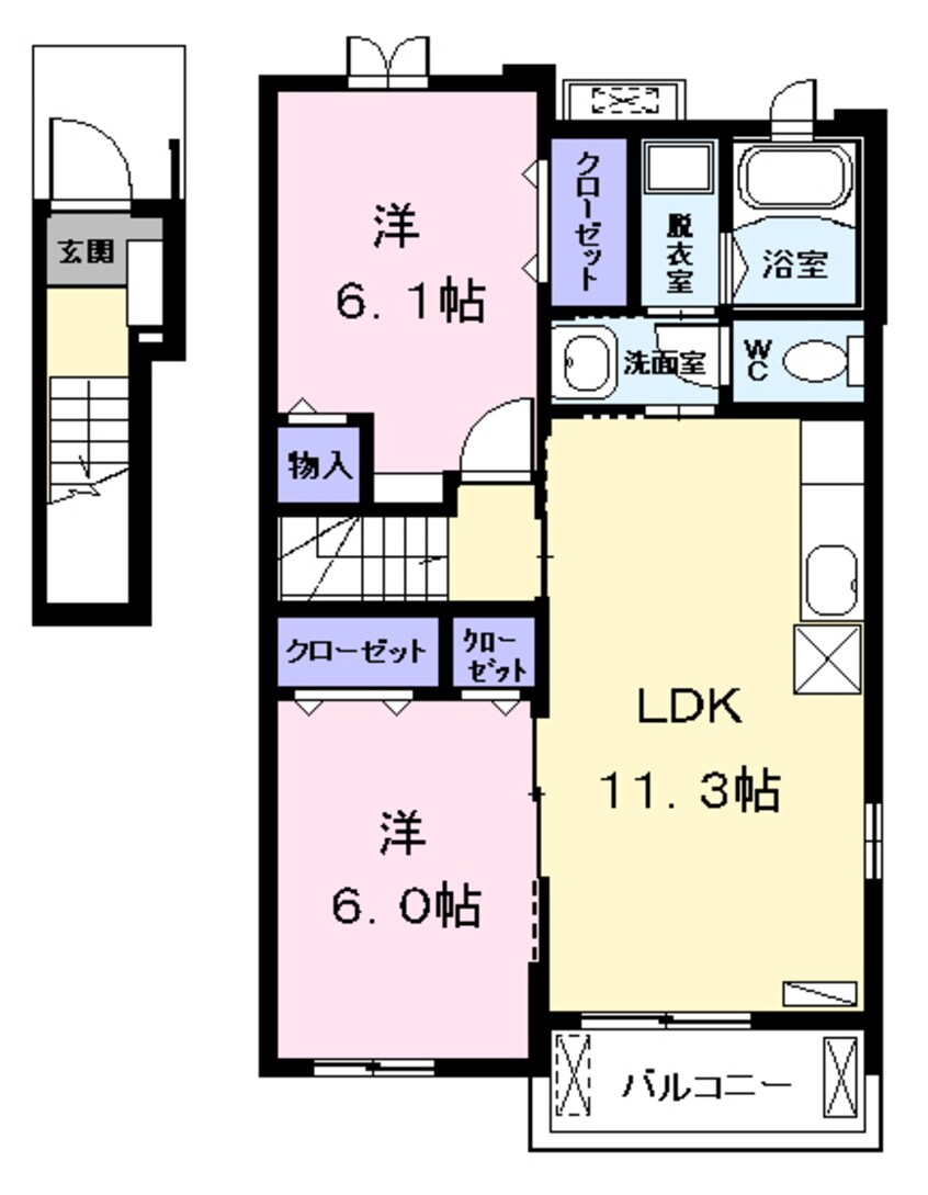 間取図 関西本線（東海）/蟹江駅 徒歩10分 2階 築11年